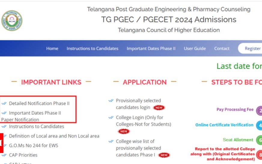 TS PGECET 2024 counselling phase 2 schedule released: Check important dates, registration fees, and other details here