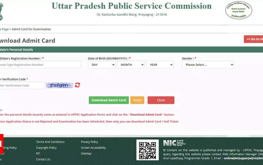 UPPSC Admit Cards for Technical Education Teacher Service Exam 2024 Released at uppsc.up.nic.in: Direct Link