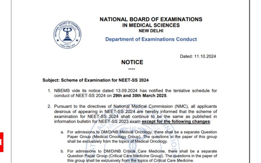 NEET SS 2024 exam scheme revised: Check important details here